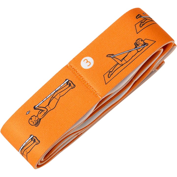 Banda Elastica Yoga Cu 8 Sectiuni – Centura Fitness Multifunctionala Pentru Exercitii, Stretching, Pilates, Antrenament Acasa Sau La Sala-Portocaliu
