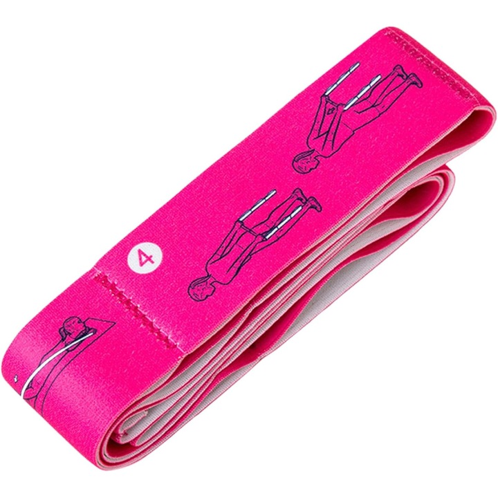 Ластик за йога, 8 секции, Многофункционален фитнес колан за упражнения, стречинг, пилатес, тренировки у дома или във фитнес залата - Прасковено розов