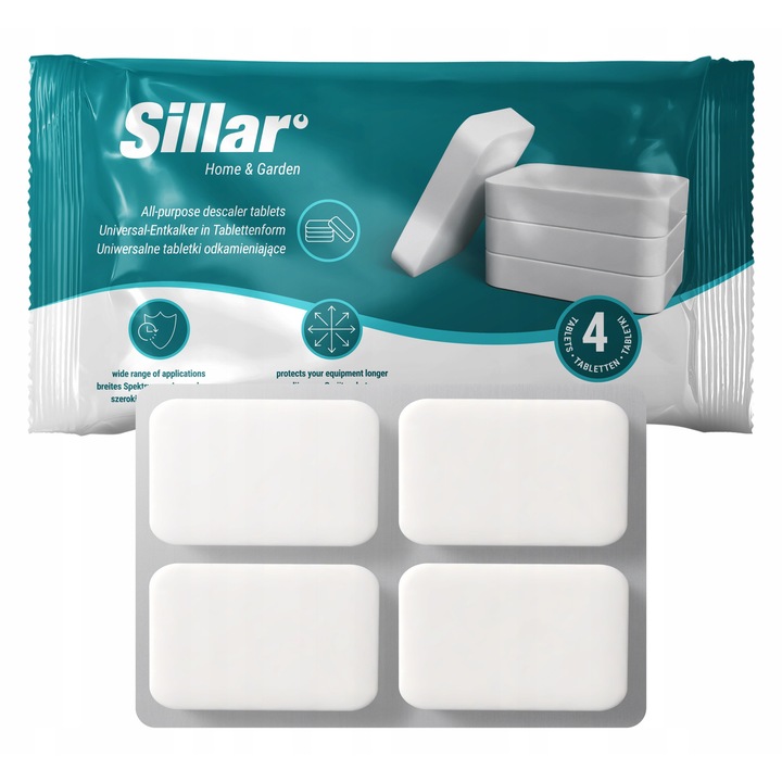 Tablete de decalcifiere, curatare, universale, pentru masini de cafea, masini de spalat, masini de spalat vase, ceainic, 4pcs, Sillar