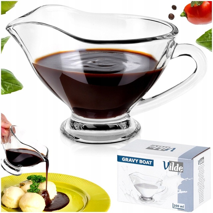 Sosiera Din Sticla, Vilde, 200 ml, 15x7x9 cm, Sticla, Maner Si Varsare Confortabile, Design Clasic, Potrivita Pentru Masina De Spalat Vase, Transparenta