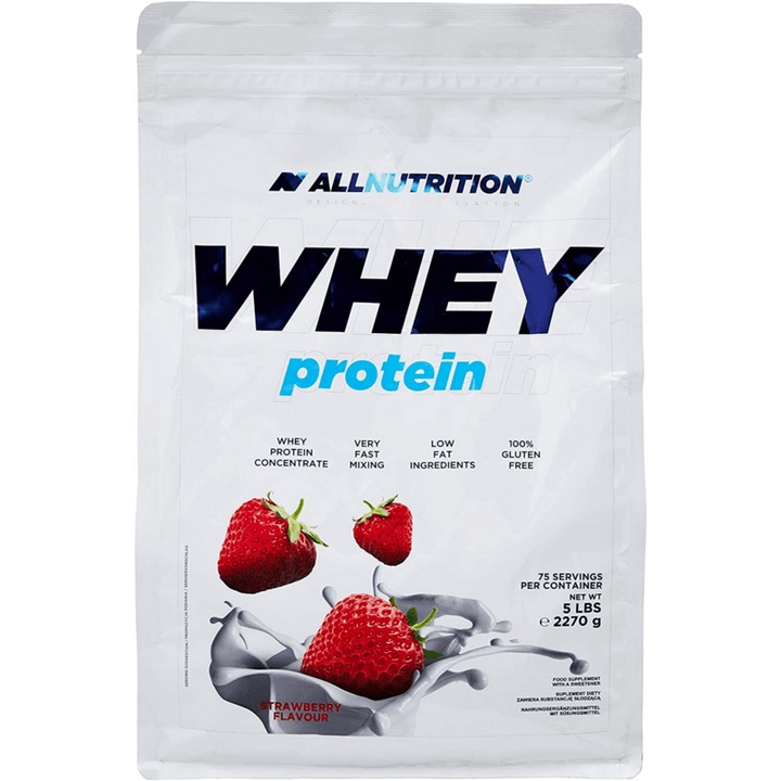 Хранителна добавка Allnutrition, Whey Protein - Суроватъчен Протеин Ягода 908g