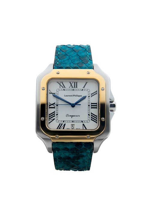 Ceas pentru barbati, Laurent Philippe, Conqueror Imperial Topaz - Venin Blue, 38mm x 27, 5mm, Silver/Gold