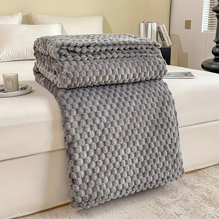 Patura Fina Cocolino, Model Embosat, Uni, 200x230cm, Gri