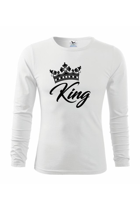 Bluze de barbati basic fit-t long sleeve king negru, Alb