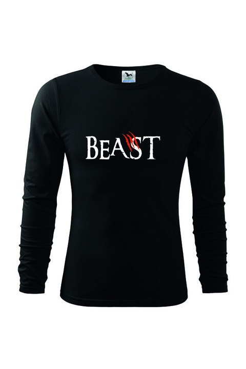Bluza de barbati basic fit-t long sleeve beast alb, Negru
