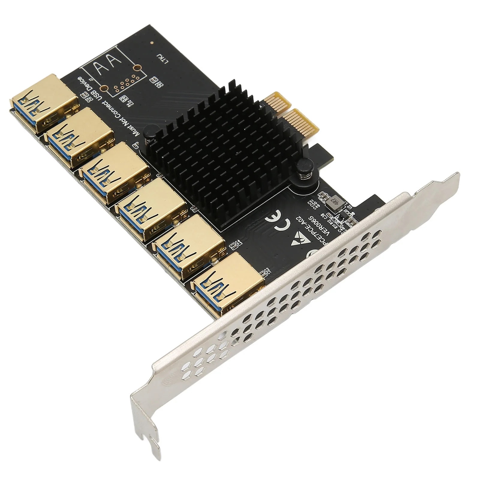 Ic Riser PCIE 1-ből 6 USB-foglalatos riser kártya, IC hűtő 6 interfésszel, PCIE ...