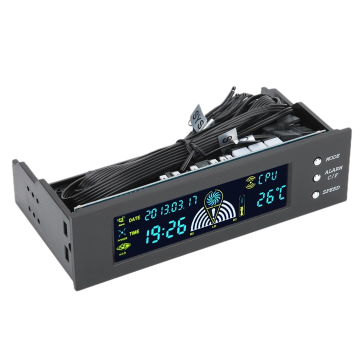 Számítógép ventilátor vezérlő, intelligens érzékelés, 3 ventilátor sebesség vezérlő, automatikus szabályozás HDD-hez, SYS-hez, CPU-hoz
