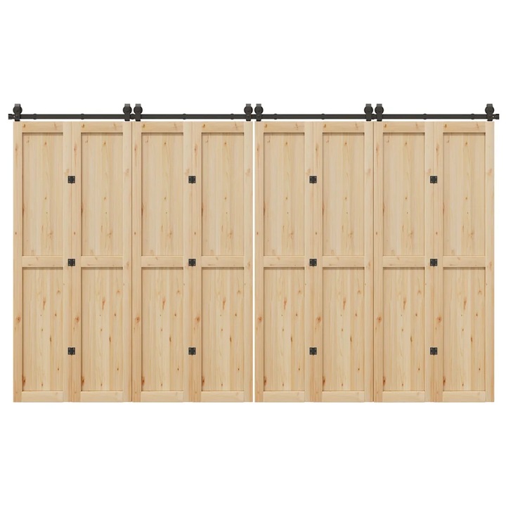 Set accesorii pentru usi glisante, vidaXL, 366 cm, otel, negru