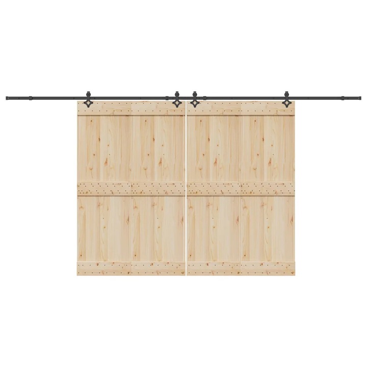 Set accesorii pentru usi glisante, vidaXL, 305cm, otel, negru