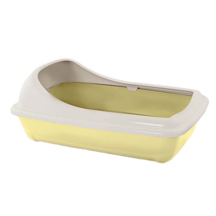 Litiera pentru pisici MPB Birba Medie cu rama detasabila, 56x39x20h cm, Galben