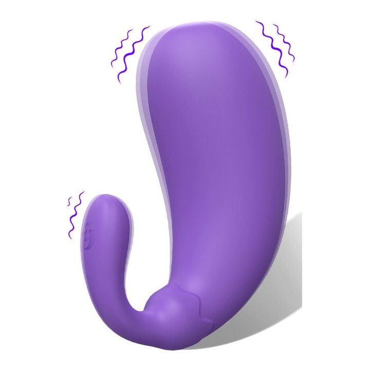 Vibrátor mini SHD-S499-2, XINYIYING, lila design, mozgó, 3+6 változtatható sebesség, távirányító, méretek 96.5x61x37mm