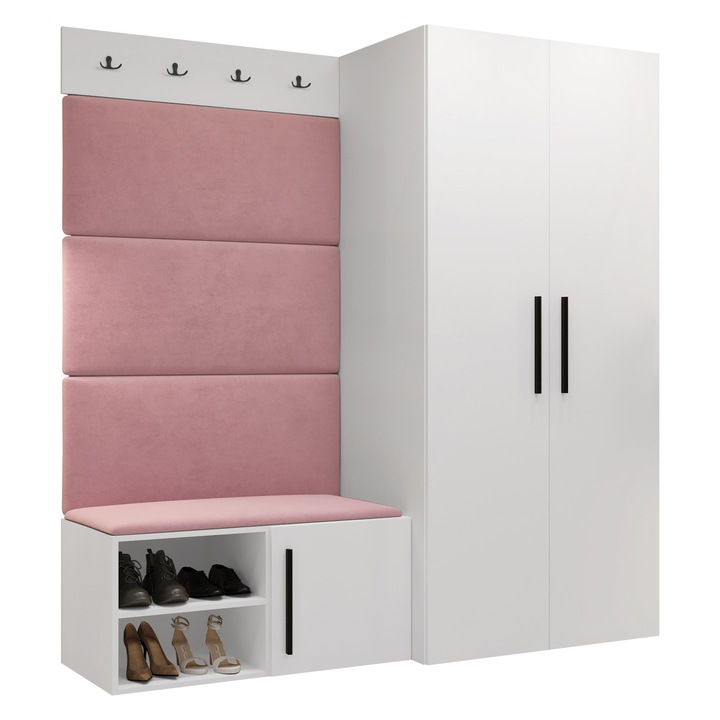 Mobilier pentru hol Hekurt I, MIRJAN 24, alb + roz