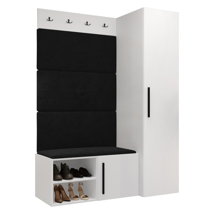 Mobilier pentru hol Hekurt II, MIRJAN 24, alb + negru