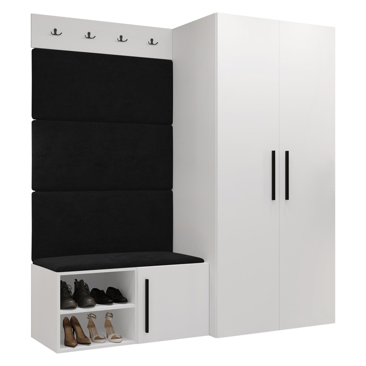 Mobilier pentru hol Hekurt I, MIRJAN 24, alb + negru