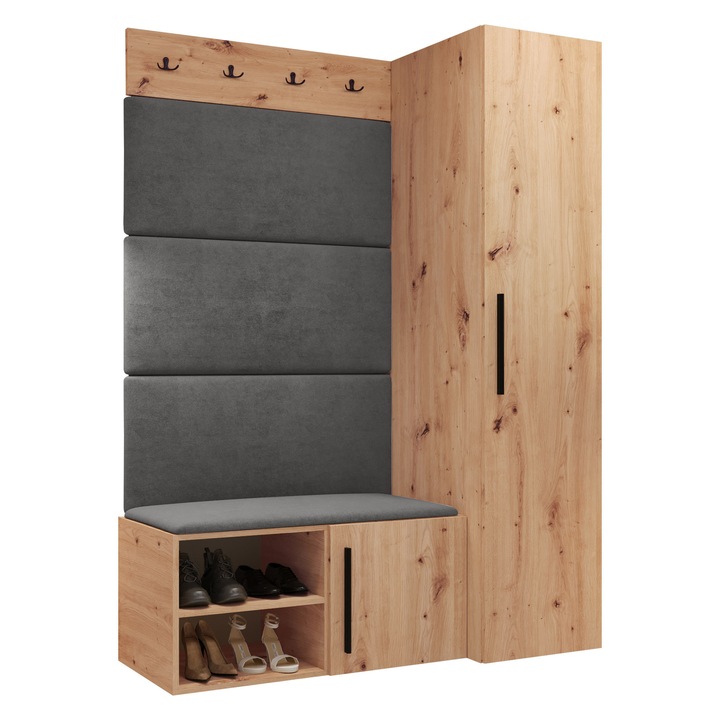Mobilier pentru hol Hekurt II, MIRJAN 24, stejar artisan + gri