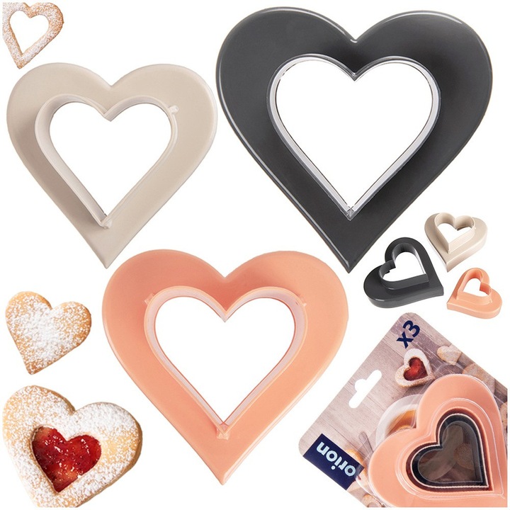 Set De Forme Pentru Prajituri, Orion, 3 Bucati, 4.5x4 cm, 5x5 cm, 10x10 cm, Fabricate Din Plastic, Pot Fi Spalate In Masina De Spalat Vase, Utilizare Universala, Posibilitati Creative De Decupare, Multicolore