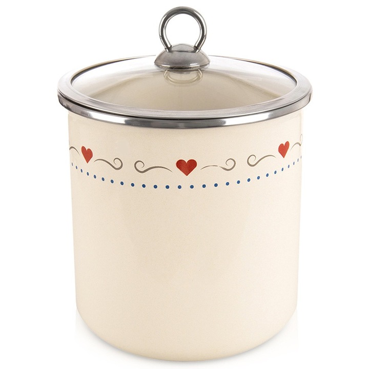 Кутия за храна, Orion, 1,4 л, кремава, 13x17 см, със стъклен капак