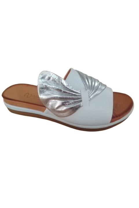 Saboti dama, Piele naturala, Anna Viotti D45-2479, Alb/argintiu, 39