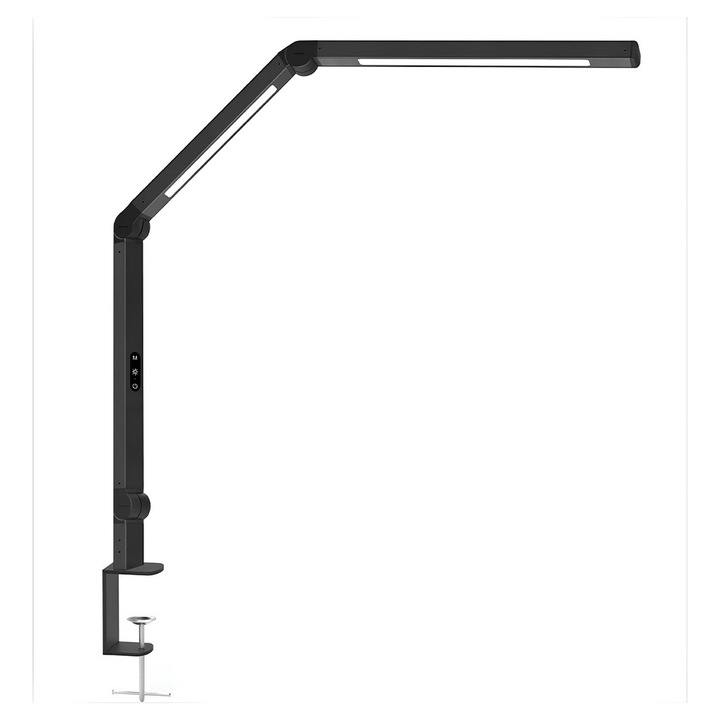 Lampa de birou LED dubla LEDIGANT®, protectie ochi, 5 nivele intensitate, 4 temperaturi de culoare 3000k-6500k, pliabila, no flicker, material aluminiu, 12W, 700 lumeni, Negra
