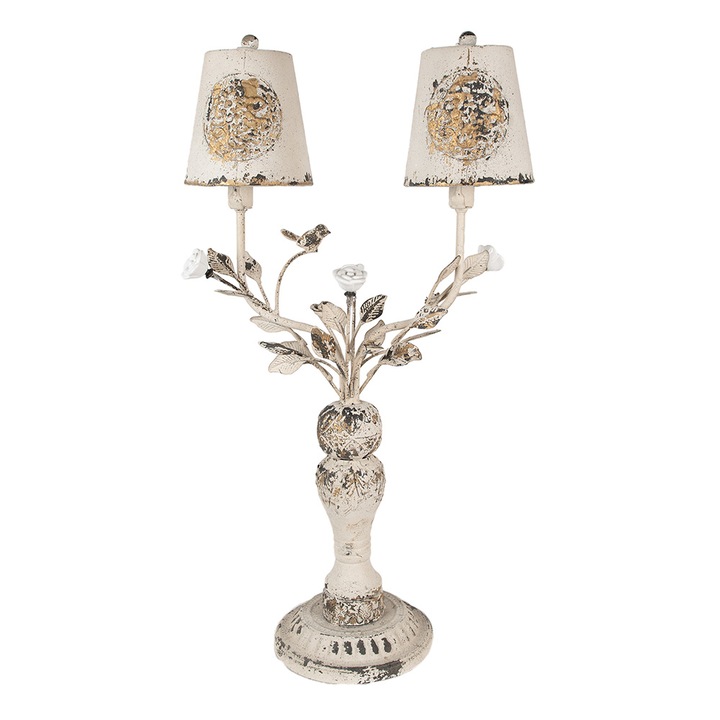 Veioza fier bej maro vintage 39x21x74 cm E14