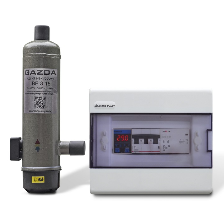 Cazan ionic trifazic GAZDA BE-3-15, 15 kW, cu termostat Wi-Fi Konlen KL-T-2T, pentru 150–180 m², incalzire prin radiatoare si pardoseala