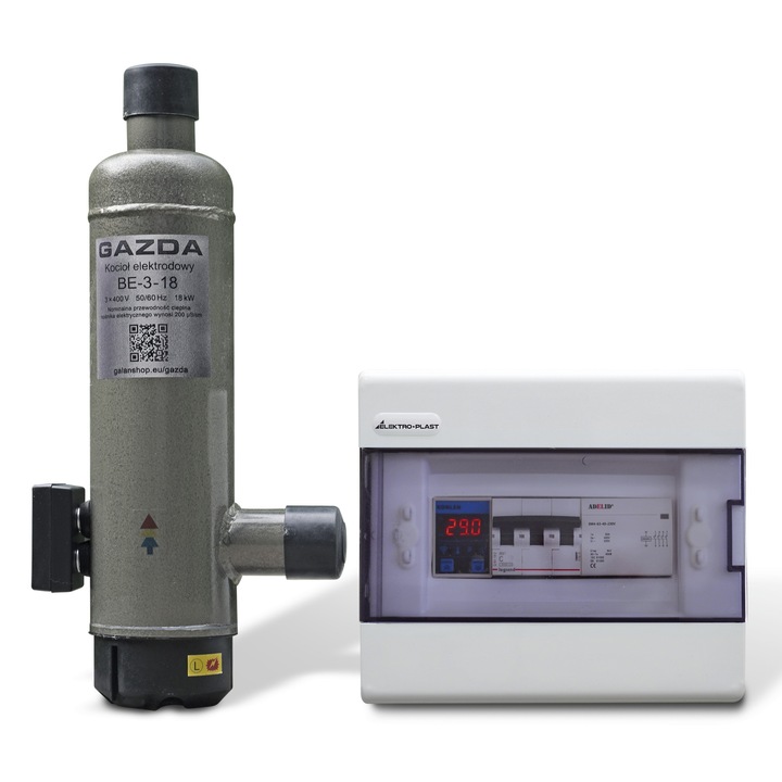 Cazan ionic trifazic GAZDA BE-3-18, 18 kW, cu termostat Wi-Fi Konlen KL-T-2T, pentru 180–220 m², incalzire prin radiatoare si pardoseala