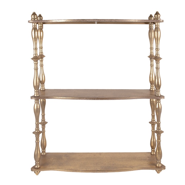 Златист метален стенен рафт 60x20x76 см
