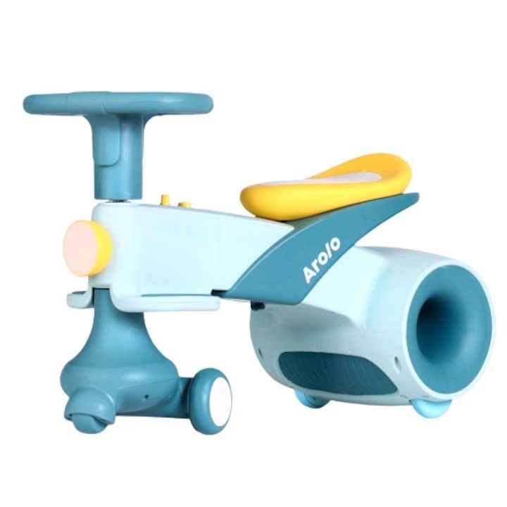 Masinuta de Echilibru Yoyo Wiggle Car Albastra, bicicleta fara pedale cu Lumina si Muzica, pentru Copii