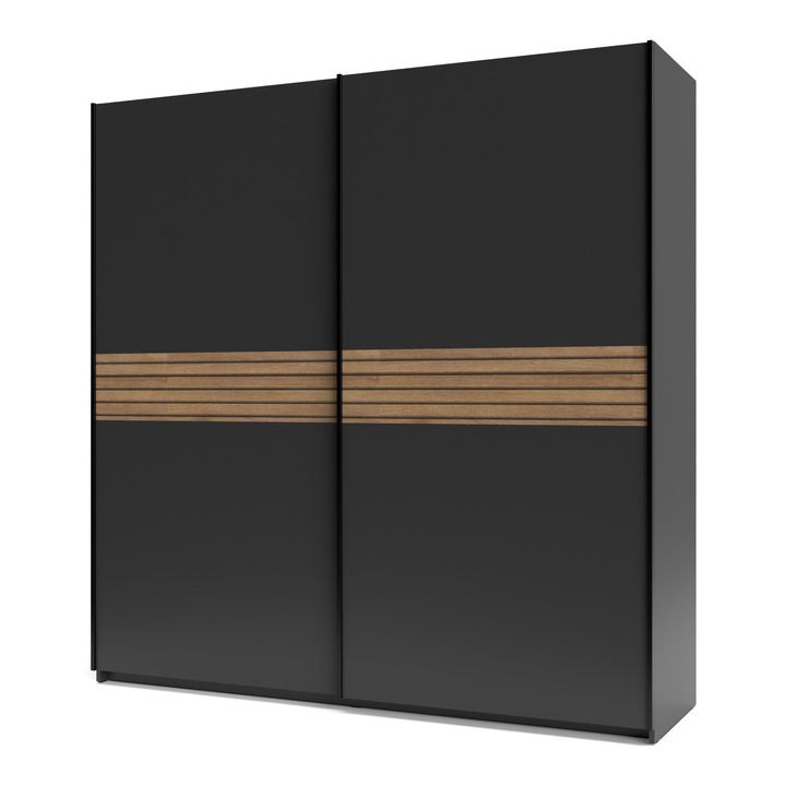 Dulap Metropol 2 usi culisante Antracit/ Riflaj 200x61, 1x204, 5cm