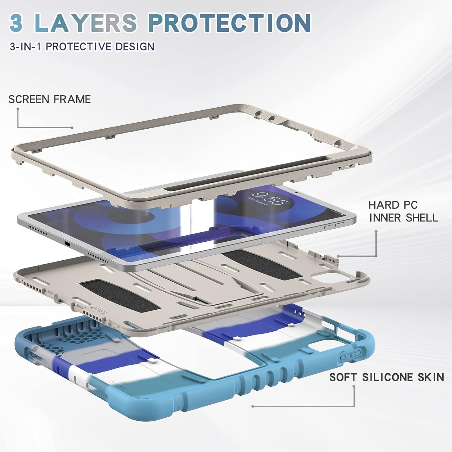 Husa compatibila cu iPad Air4/Air5 10.9, iPad Pro 11 (18/20/21) BLUE ILLUSION