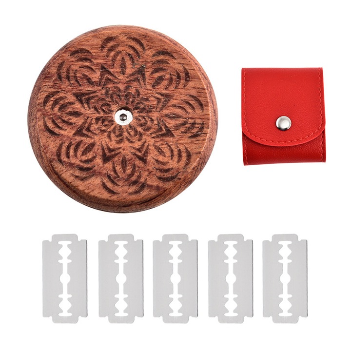 Set cutite din otel inoxidabil pentru paine, Axroad Mall, Cutit paine patiserie pentru crestat aluat si foietaj, Produse fainoase cu maia, Bread lame, Cu maner de lemn, capacul de protectie, 5 cutit de taiere ascutit, Inox, 4.6 cm, Culoare Maro