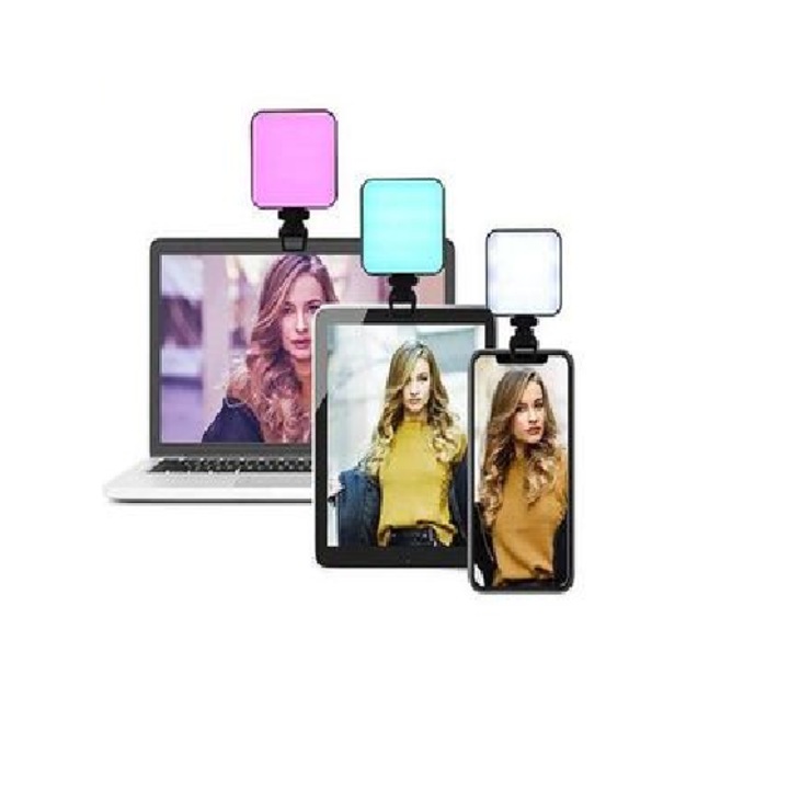 LED szelfi lámpa, Telefon szelfi, RGB fény, Újratölthető akkumulátor