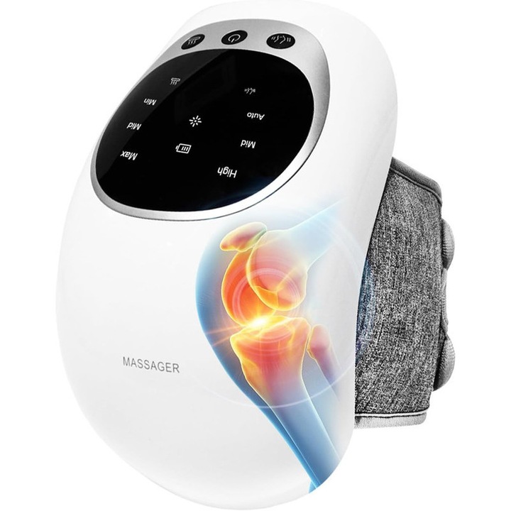 Масажор за колене с топлина, функция вибрация, 3 нива на загряване, безжичен, многоцветен