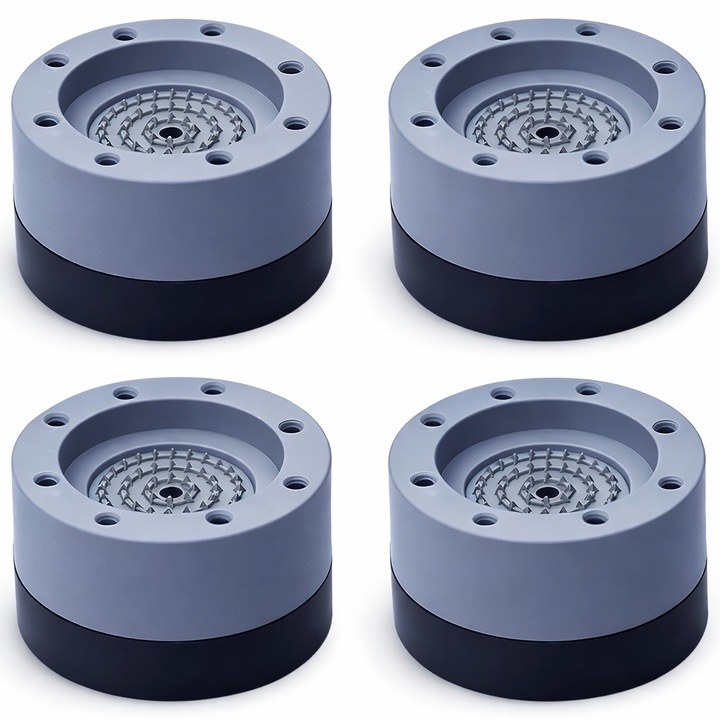 Suporturi Antiderapante Universale MONDESA®, Tampoane Silentioase si Antivibratie, pentru Mobilier, Masina de Spalat, Uscator, Instalare Usoara, Fara Zgomot, Set de 4, Material Rezistent TPU, GRI