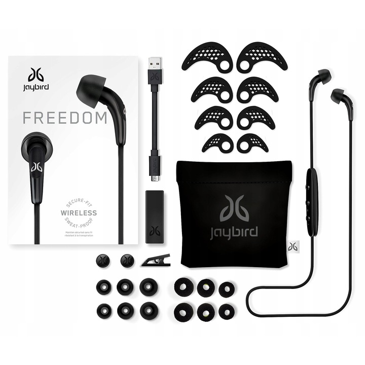 Jaybird FREEDOM F5 Carbon BT Bluetooth sport fejhallgató, fekete, KÉNYELMES