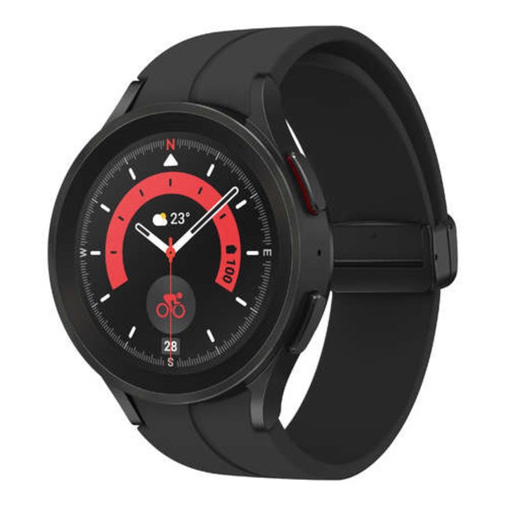 Samsung Galaxy Watch 5 Pro okosóra, 45 mm, gumi, titánfekete