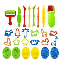 Set 26 unelte forme si accesorii pentru plastilina, Axroad Mall, Ustensile de bucatarie pentru modelat, Curatare usoara, Jucarie educativa, Interactiva, Cadouri, Pentru grup acasa, sali de clasa sau gradinite, ABS, 18x21 cm, Multicolor
