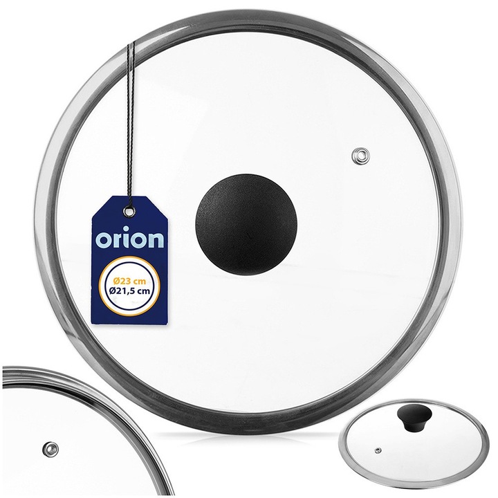 Capac Din Sticla, Orion, 23x6.5 cm, Sticla, Inaltime Cu Maner 6.5 cm, Ventil, Potrivit Pentru Masina De Spalat Vase, Transparent