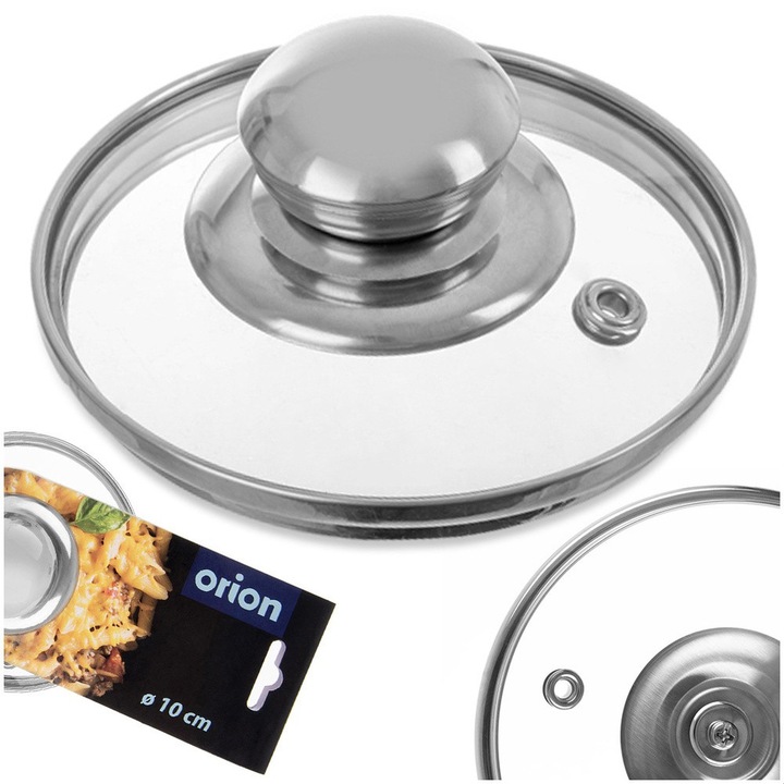 Capac Din Sticla, Orion, 10x5.5 cm, Sticla, Rezistent La Temperaturi De Pana La 200°C, Echipat Cu Ventil, Potrivit Pentru Masina De Spalat Vase, Transparent