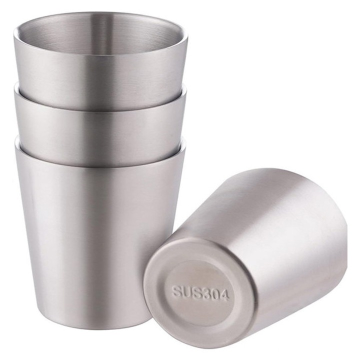 4 db 300 ml-es hőszigetelt, ellenálló rozsdamentes acél pohár szett, meleg és hideg italokhoz