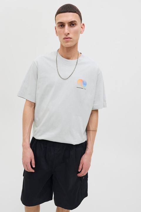 Jack & Jones, Kerek nyakú póló logóval a mellrészén, Világosszürke