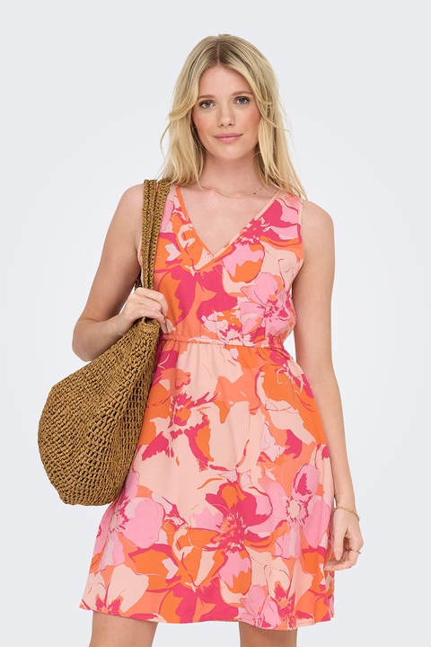 Only, Рокля Sara с шпиц и десен, Оранжев/Розово
