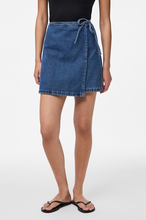 Pieces, Fusta petrecuta din denim, Albastru inchis