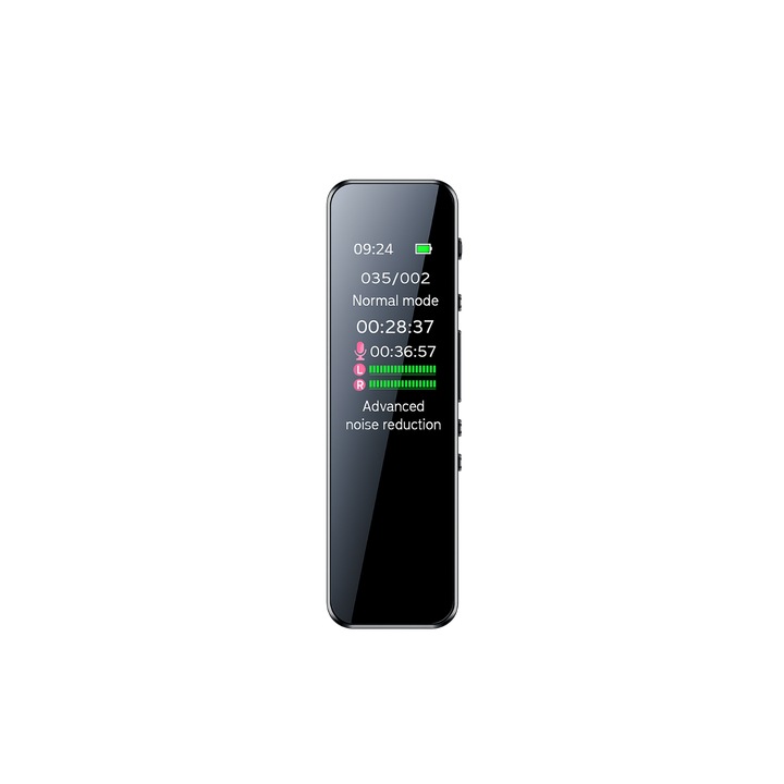 Rotixfy professzionális hangrögzítő – HD hangfelvétel, zajcsökkentés, IPS színes kijelző, 16 GB, fémes, USB-C