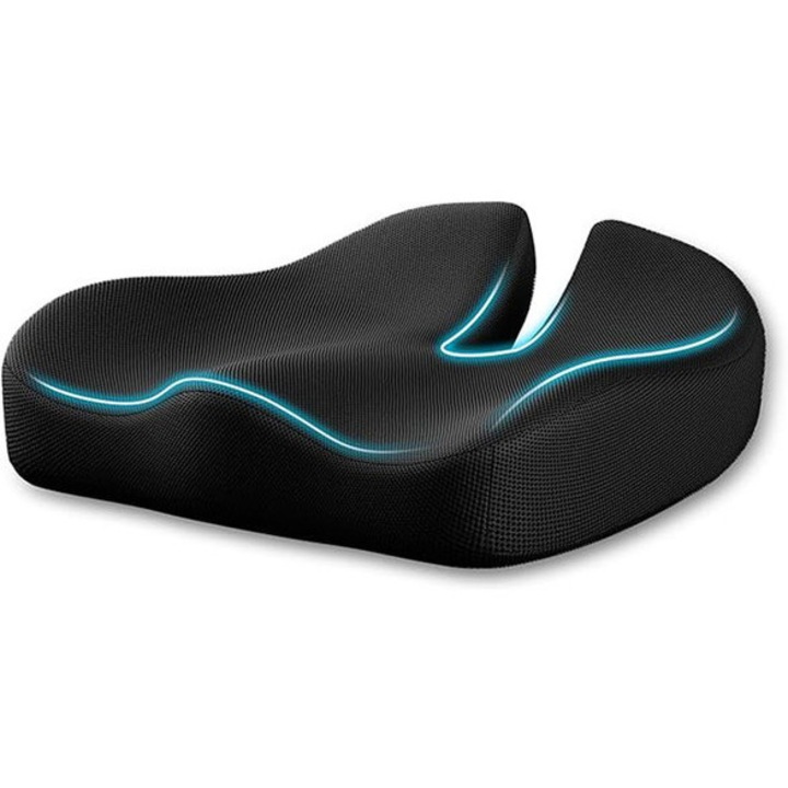 Perna ortopedica pentru scaun, spuma memorie, ergonomic, negru, extra mare