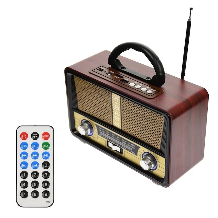 Преносимо MP3 радио с Bluetooth, Selani Premium Meier, MP3, FM/AM/SW, USB, SD, AUX дистанционно управление, акумулаторна батерия, FM/AM/SW, USB, SD карта, ретро дизайн, идеално за пътуване и ежедневна употреба, кафяво