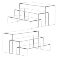 Set 6 suporturi de expunere din acril transparent, 3 dimensiuni, pentru deserturi si organizare cosmetica