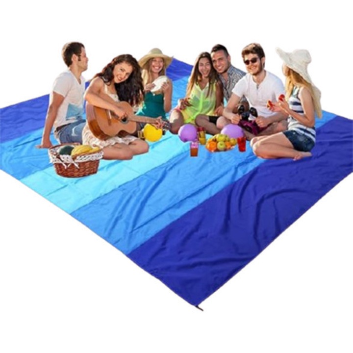 Saltea de plaja impermeabila si rezistenta la nisip 254x211cm multicolor