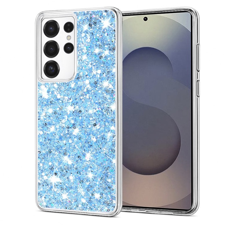 Husa pentru Samsung Galaxy S25 Ultra Daden® Sparkly Glitter, Antisoc, Calitate Premium, Albastru