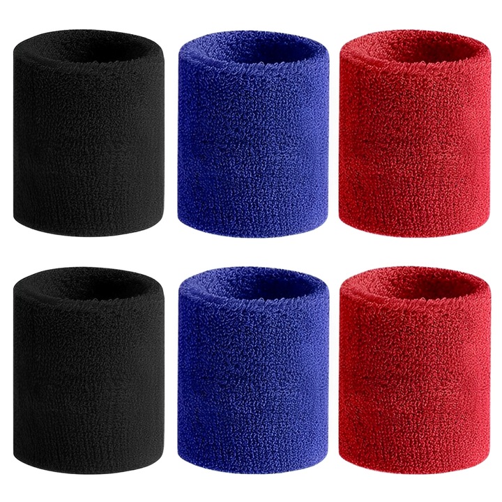 Mansete tenis set 3 perechi, TREXORA, bumbac, multicolor, 8x8cm